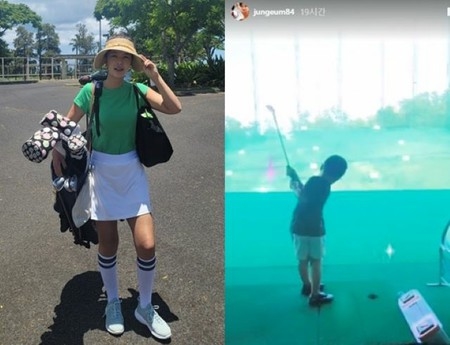 ファン・ジョンウム（元Sugar）、元プロ選手夫譲りの“ゴルフの神童”息子を公開…スイング姿もさすがのフォルム(WoW!Korea)