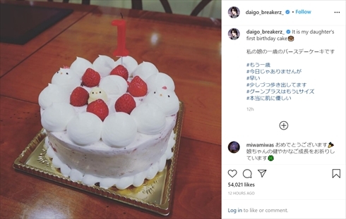 「少しづつ歩き出してます」　DAIGO、娘1歳の誕生日をヒヨコとニワトリの“親子ショートケーキ”でお祝い(ねとらぼ)
