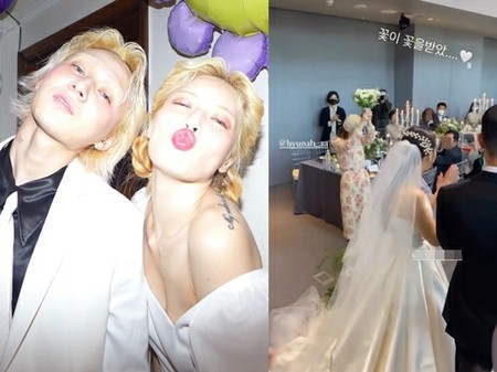 歌手ヒョナ、出席した結婚式でブーケ受け取る…DAWNとそろそろ結婚？(WoW!Korea)