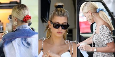 まとめ髪があか抜ける。ヘイリー・ビーバーのシュシュヘアがおしゃれ（ELLE ONLINE）
