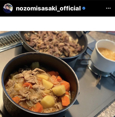 佐々木希のアツアツ肉じゃがに「旦那さんが羨ましい」「お肉は牛肉？豚肉？」の声（スポーツ報知）
