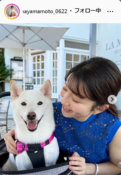 山本里菜アナ、葉山での白い毛並みの愛犬との２Sに「ワンチャンも幸せいっぱいの顔」などの声(日刊スポーツ)