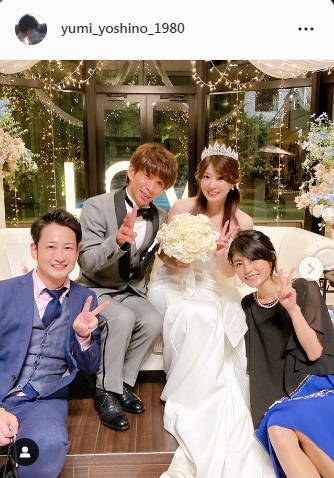 結婚披露宴の再現ドラマで矢部美穂を演じた芳野友美、山林堂騎手役南翔太と新郎新婦との４Ｓ公開(日刊スポーツ)