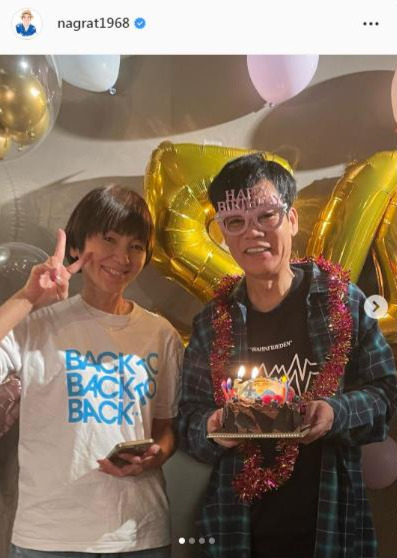 名倉潤、渡辺満里奈との夫婦”誕生日ツーショット”公開　子どもたちからのサプライズも報告(日刊スポーツ)