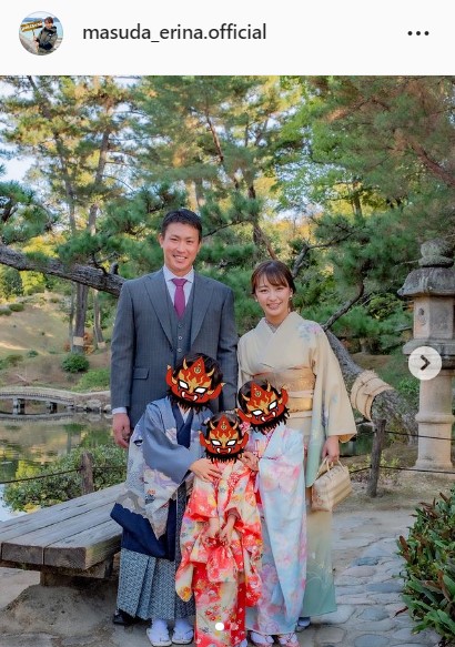 元TBS枡田絵理奈アナが和服姿で家族ショット　夫堂林翔太＆３児と「遅めの七五三をしました」(日刊スポーツ)