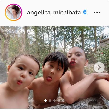道端アンジェリカ「インスタ映えな写真撮りたいのに…現実はこう」２児と温泉入浴写真を公開(日刊スポーツ)