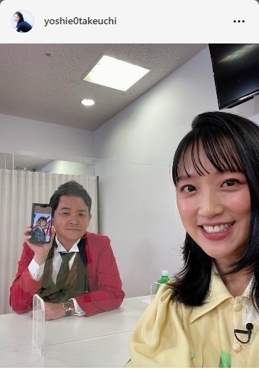 竹内由恵「ノブさんは絵を描くことがお好きなようです」イラスト手にした千鳥ノブと２ショット(日刊スポーツ)