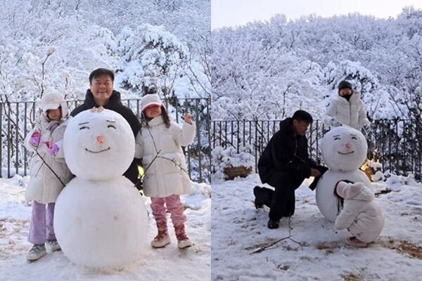 J.Y.Parkが娘2人と雪だるま作り…9歳年下の妻の姿も(朝鮮日報日本語版)