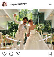 吉木りさ、ウエディングドレスで和田正人との２ショット披露「本日、結婚披露宴」（スポーツ報知）